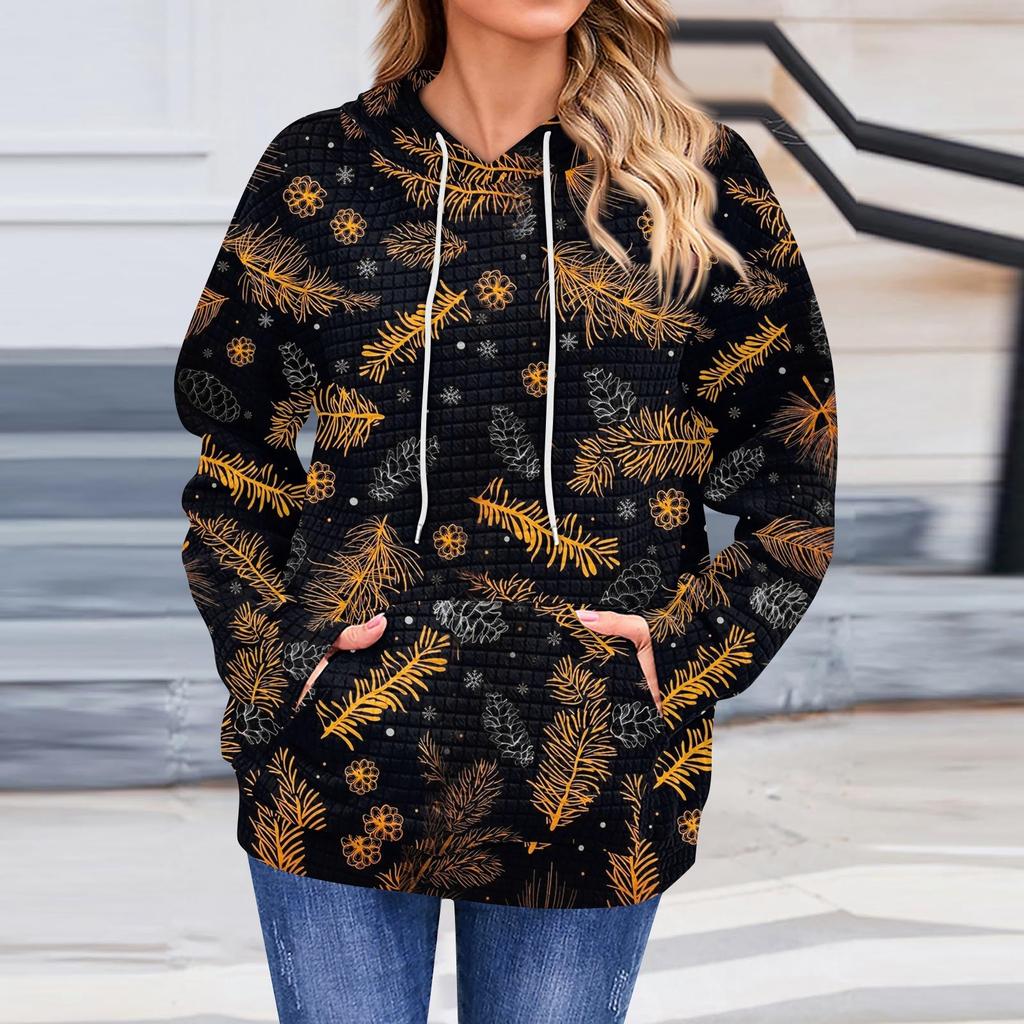 Женская повседневная толстовка с длинным рукавом и принтом «Снег», свободный пуловер с капюшоном