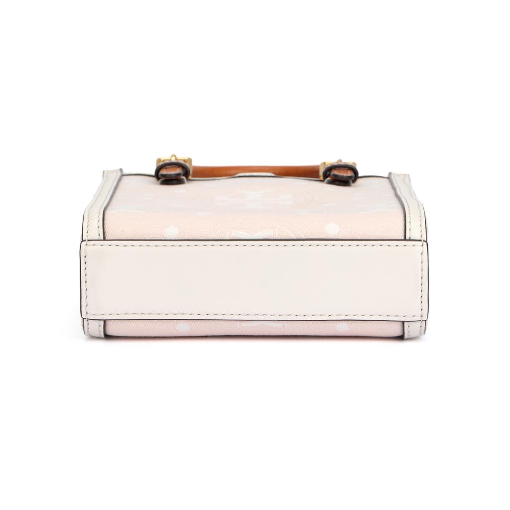 Tory Burch Сумка-тоут женская с принтом логотипа T Monogram Double T, на магнитной застежке, из ткани с кожей, светло-розовая 152428-650