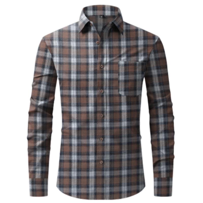 Plaid Men's Shirt New Long-sleeved Cardigan