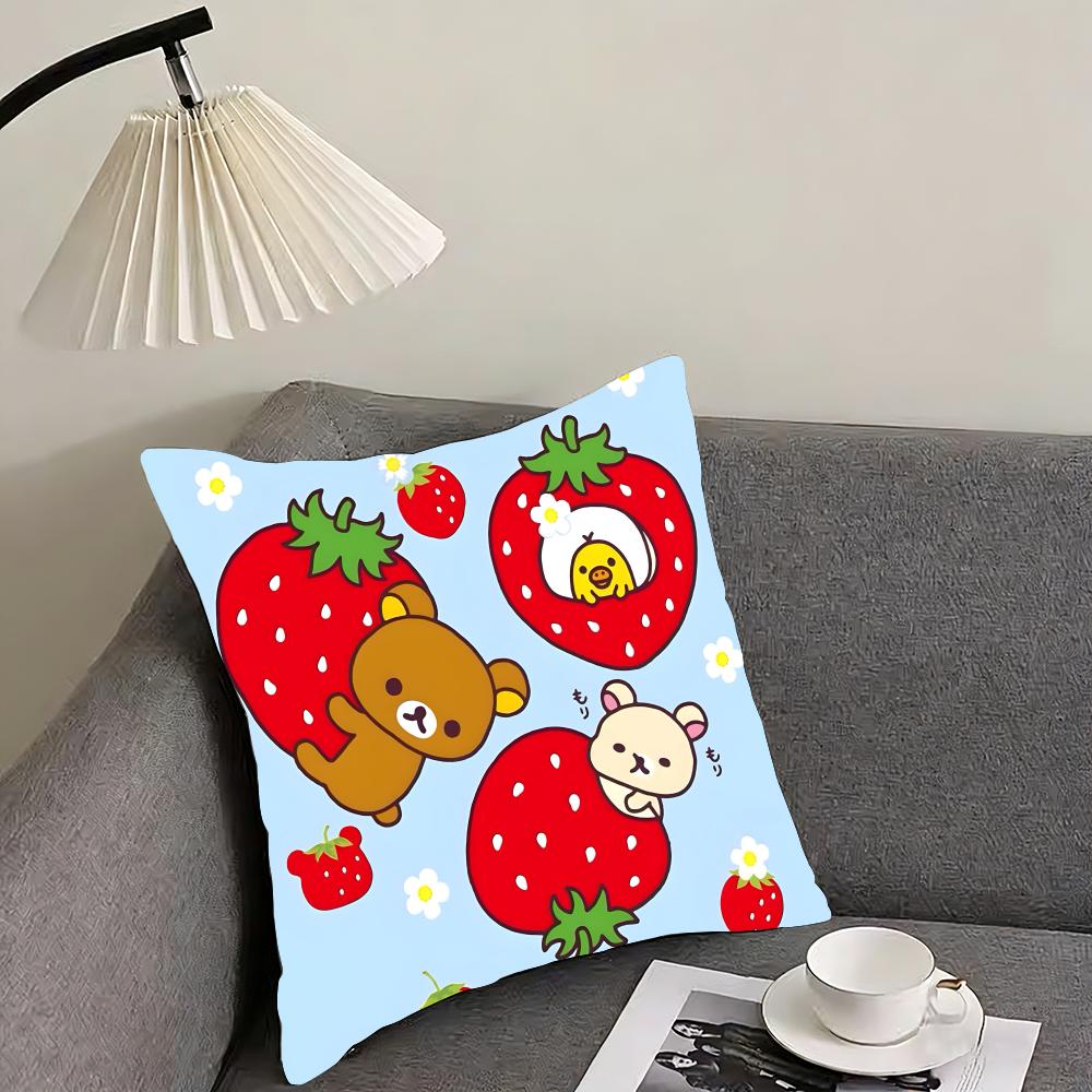 RRilakkuma Cartoon Cushion Cover Pillowcase Ultra Soft Skin Friendly Fabric Cloud Like Comfort Concealed Zipper