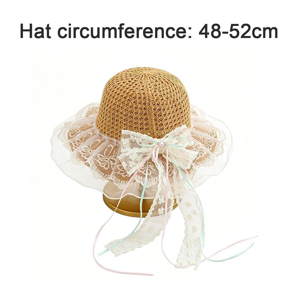 Pearl Decoration Children Sun Hat Wide Brim Straw Hat Cute Style Kids Sun Hat Girls Accessories