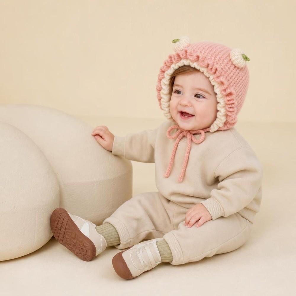 Soft Baby Hooded Hat Thick Woolen Beanie Fashion Toddler Earflap Cap
