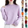Women's Long Sleeved Knitted Sweater Half High Collar Loose Thin Top