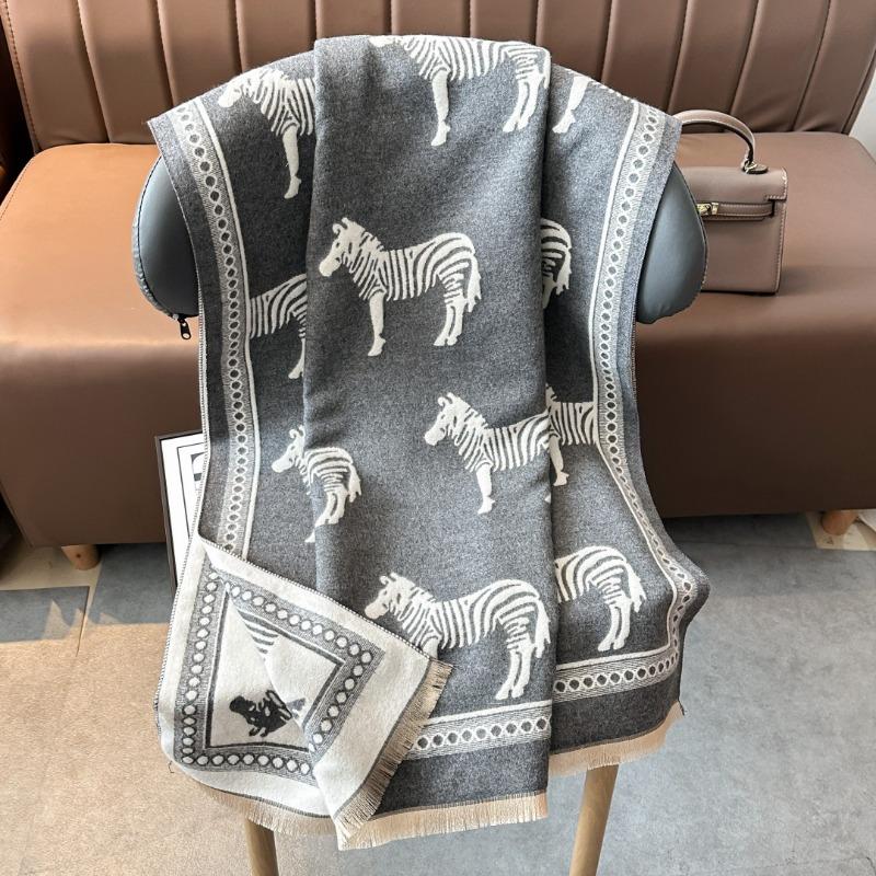 New Zebra Scarf Women's Autumn and Winter High-end Office Shawl Dual-purpose Versatile Thickened Warm Scarf
