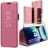 Чехол - E.F.CONNECTION - Для Xiaomi Redmi Note 14 Pro Plus 5G - Clear View Розовый - 2 Закаленных Стекла - Ударопрочный