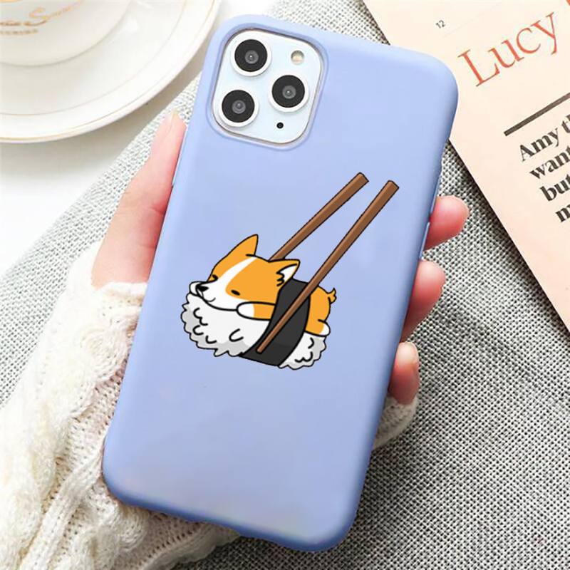 Чехол для телефона с милым щенком корги, яркий цвет, синий для iPhone 11 12 13 pro XS MAX 8 7 6 6S Plus X 5S SE 2020 XR