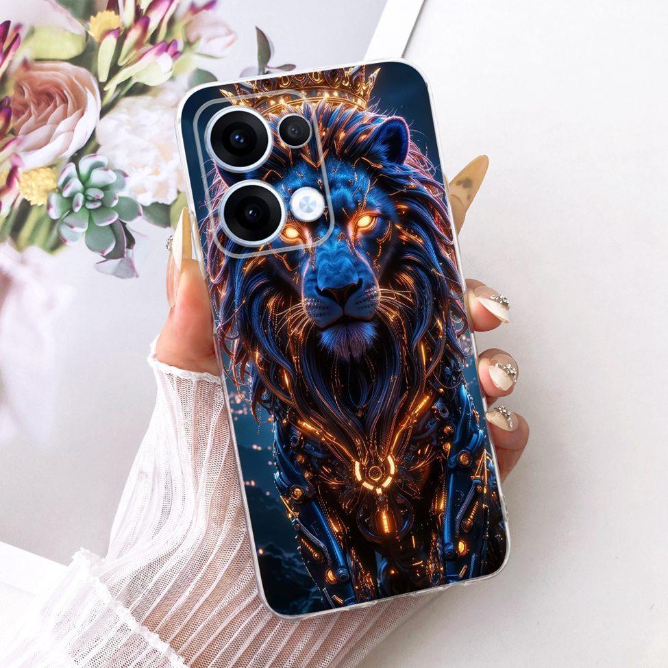 Transparent For Oppo Reno13 Case CPH2689 Cute Cat Fashion Butterfly Funny Painted Casing For Oppo Reno 13 PKM110 Cover