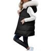 Women's Long Vest Plain Sleeveless Hood Winter Vest Outwear Jacket Lightweight Warm Coat Outerwear