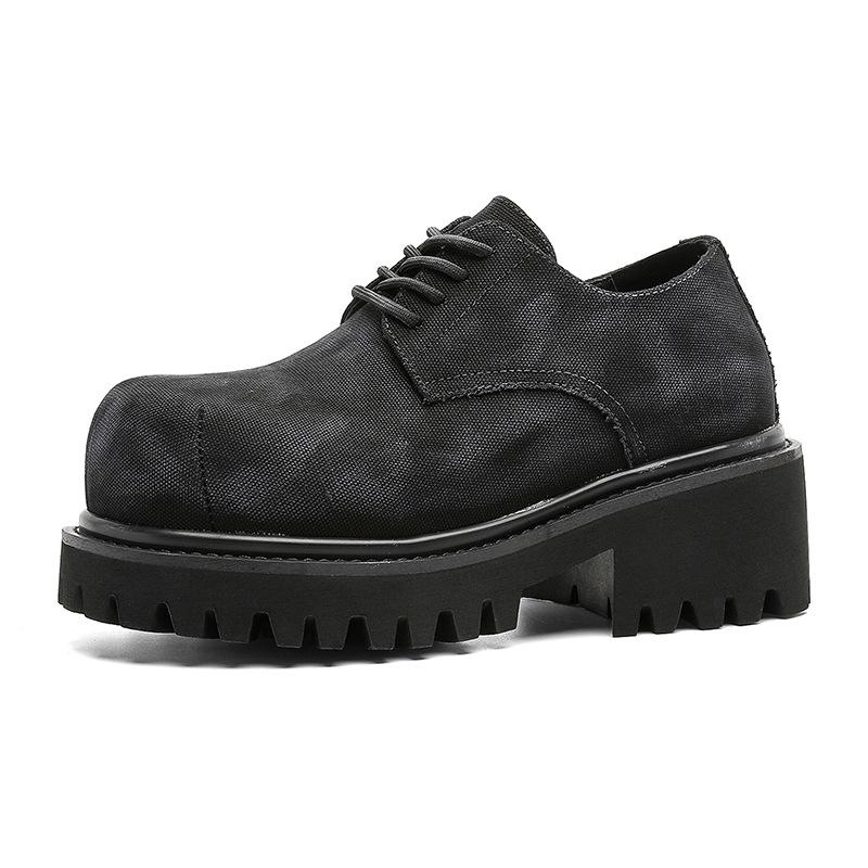 Новые мужские повседневные туфли из выбеленного денима, увеличивающие рост, кожаные туфли с большой головой, весенне-осенние однотонные туфли для взрослых