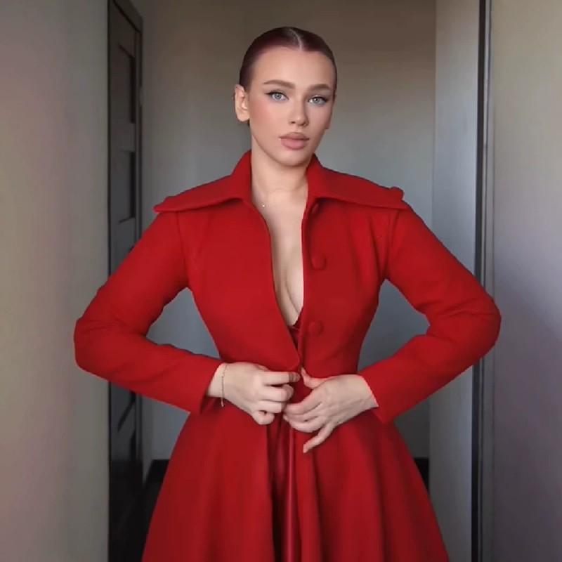Womens Long Sleeve Wool Blend Coat 2026 Retro Elegant Swing Overcoat