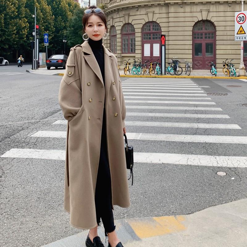 Women's Atmospheric Woolen Coat, Women's Winter Korean Style Loose Mid-length Temperament Commuter Woolen Coat