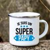 Кружки с принтом Super Papy Креативные кофейные чашки Кружка для питья воды, чая Туристическая кружка Эмалированная кружка Для улицы, дома С ручкой Посуда для напитков Подарок для дедушки