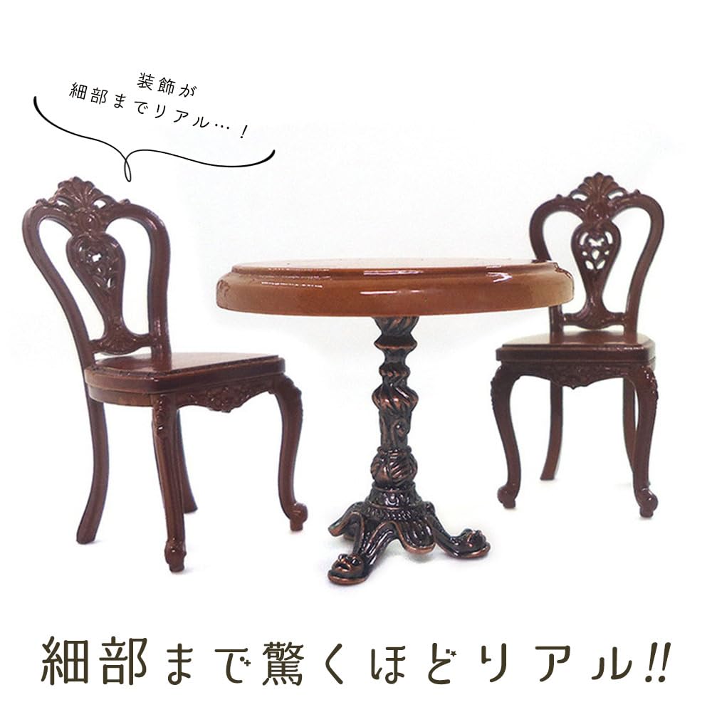 Moin moin Миниатюрная мебель Масштаб Набор стол и стулья Кукольный домик Кафе Одинарный Ретро Антикварный стиль с Коричневой Куклой 2406mini44 1/12 & (Набор из 3 предметов) /