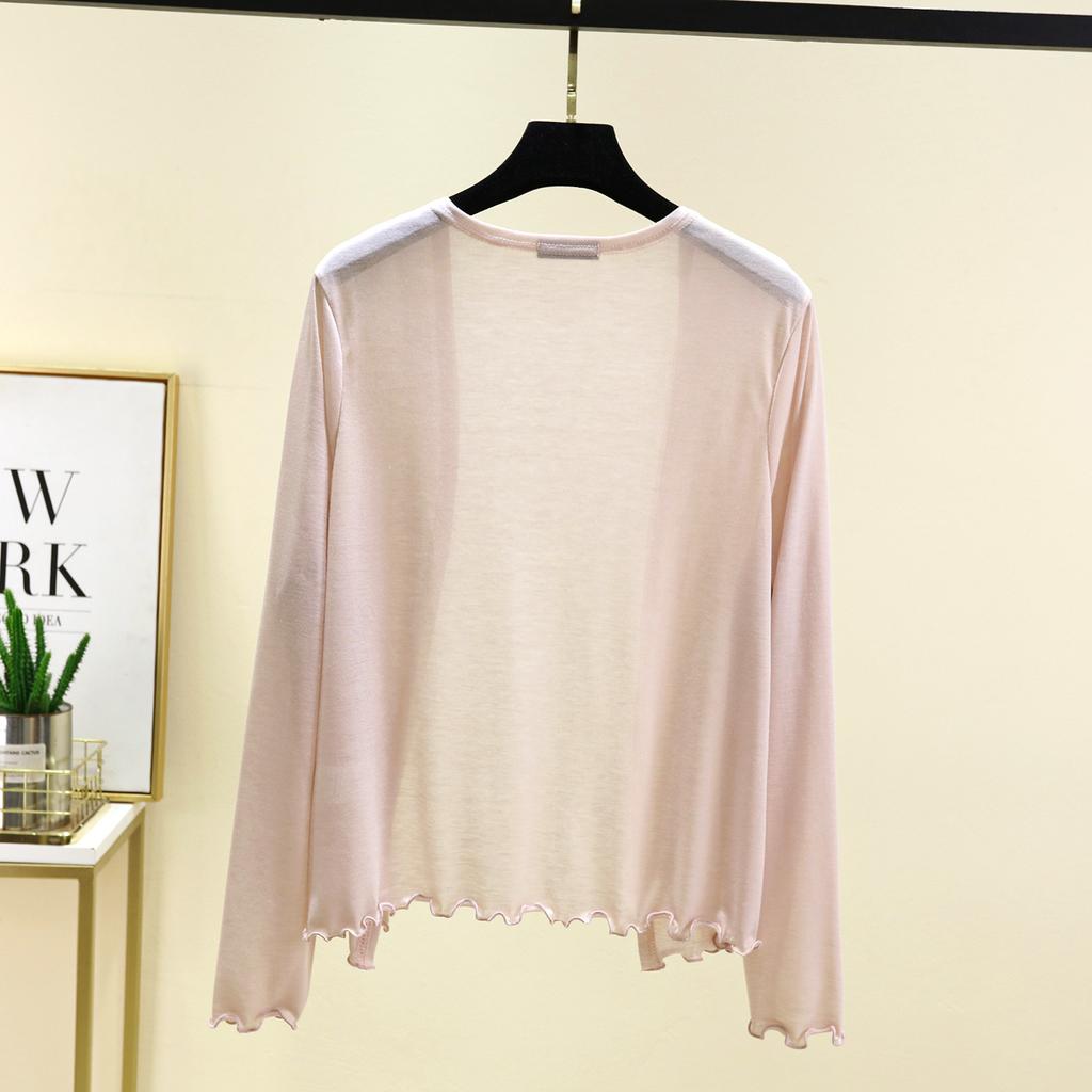 Летний женский короткий кардиган с оборками, накидка с длинным рукавом, защита от солнца, свободный крой, легкая накидка для кондиционера