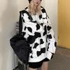 DRE Женский пуловер с принтом коровы, толстовка с капюшоном и длинными рукавами, милая блузка