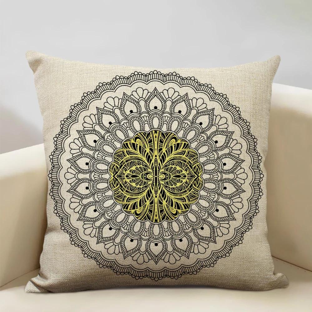 Mandala Sofa Decorative Throw Pillow Case, Hamsa Cushion Cover, Home Living Room Pillow Cover, 45x45cm