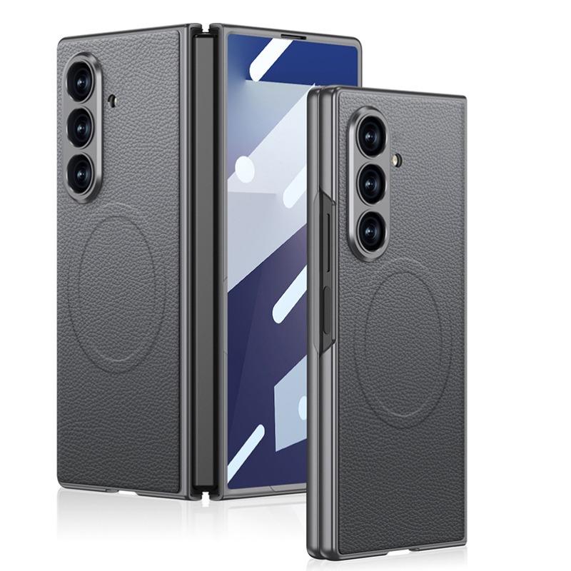 Samsung Zfold7 Mobile Phone Case Matte Paint Plain Leather Built In Wireless Charging Film Creative Protection Case