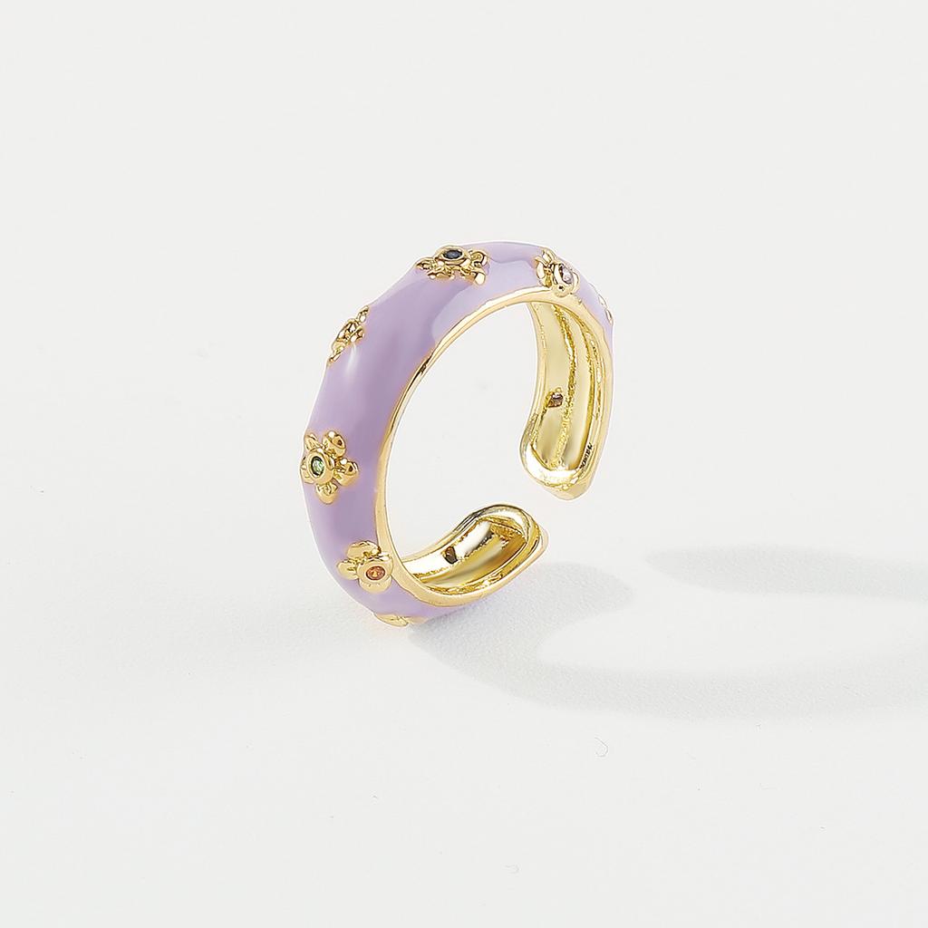 Модное и милое открытое кольцо с цветочным медным покрытием для женщин