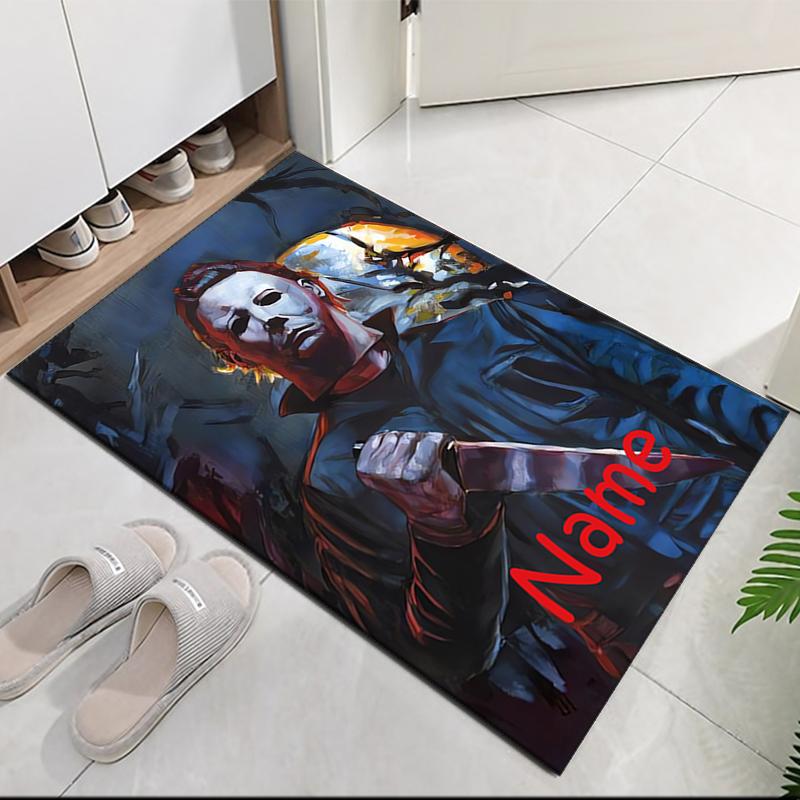 Custom Name Halloween horror Printed Carpet, for Office Chair Living Room Bedroom Kitchen Room Decor Gifts.