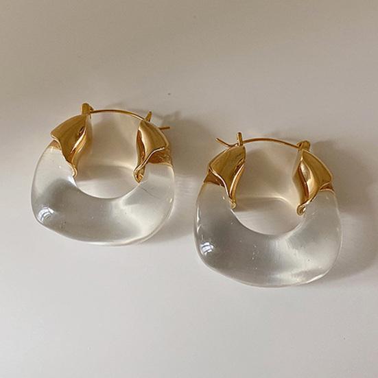 1 Pair Resin Earrings All-match Decorative Glossy Retro Stud Hook Hoop