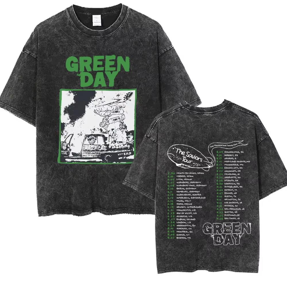 Стирка Винтажные Панк-группа Green Day Kerplunk Графические Футболки Мужские Женские Готический Рок Ретро Футболки Мужские s Оверсайз Футболки