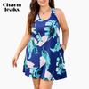 Charmleaks Plus Size Summer Dresses with Built In Bra Pockets Beach Sundress Casual Sleeveless Scoop Neck Tank Dress 1X-4X