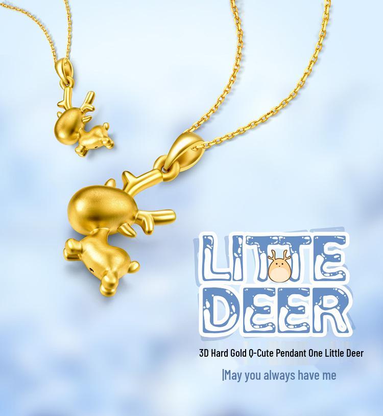 Gold-Plated Reindeer Pendant Necklace for Men, Women, and Babies