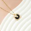 Titanium Steel Round Necklace Women'S High-End Retro Classic Trendy Temperament Inlaid Geometric Pendant Accessories