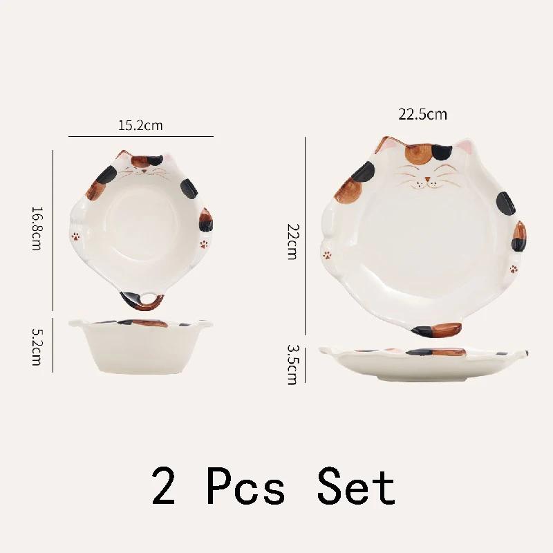 Милая керамическая тарелка с изображением кота, столовая посуда, креативные высококачественные тарелки для послеобеденного чая, торта, десерта, фруктов, изысканные домашние суповые миски