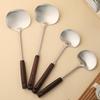 Stainless Steel Cooking Utensil Ergonomic Non-slip Wooden Handle Food Safe Cookware for Home Kitchen Student Dorm Use
