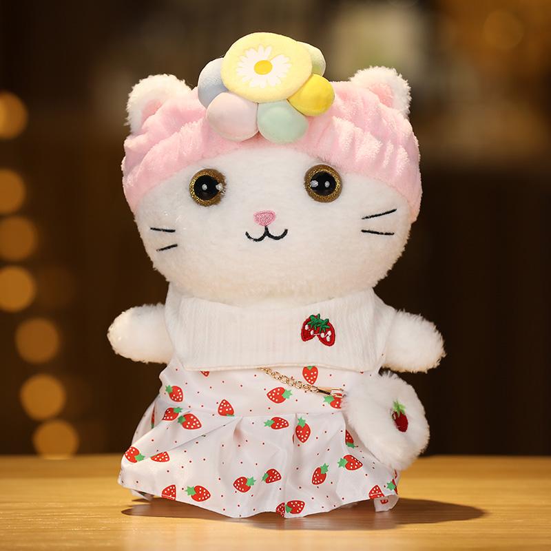 30 см Кафе Кот Маленькие Кошки Милая Подушка Плюшевая Игрушка Мягкая Кукла В Очках и Одежде Мультяшная Милая Игрушка