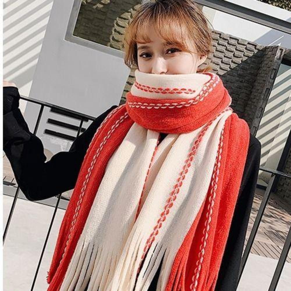 Women Plaid Scarves, Thickened Warm Scarves for Male and Female In Winter Warm Scarves