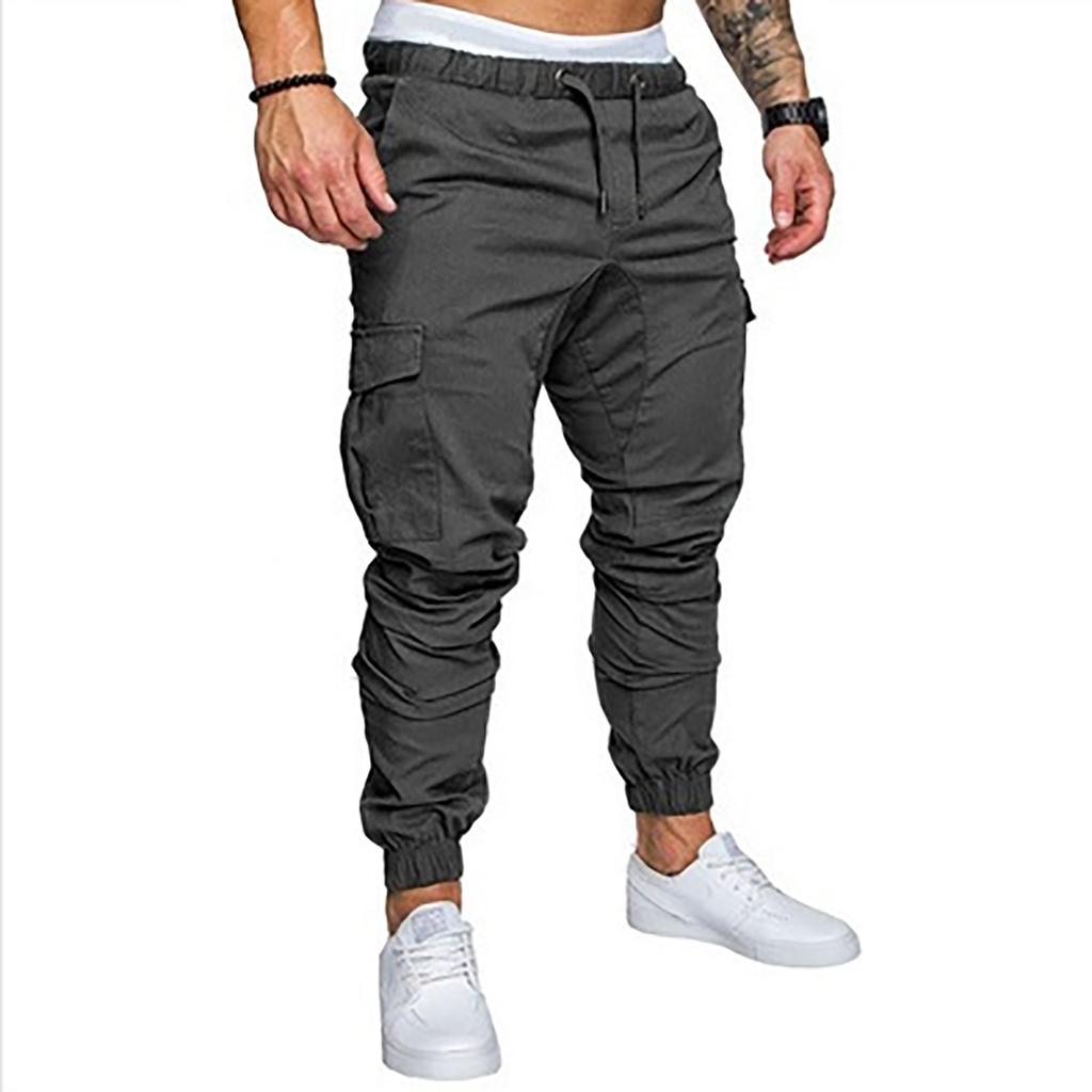 Модные мужские спортивные однотонные повседневные свободные спортивные штаны со шнурком