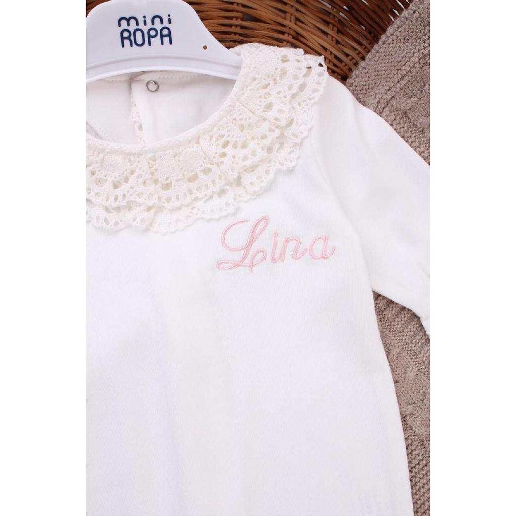 Named Hospital Issue Laced Jumpsuit Set Ecru Name Custom Lace Jumpsuit Set Bonet Hat