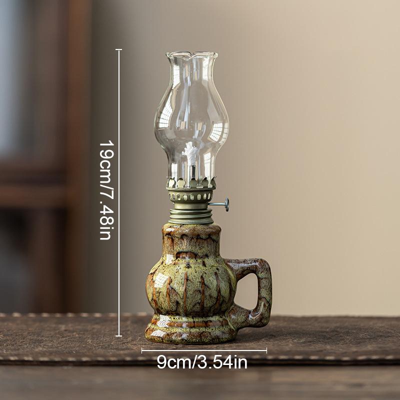 Китайский стиль Масляная лампа Винтажные поделки Чайный домик Керосиновая лампа Кабинет Спальня Керамические лампы Гхи Нарисованные вручную узоры Украшения