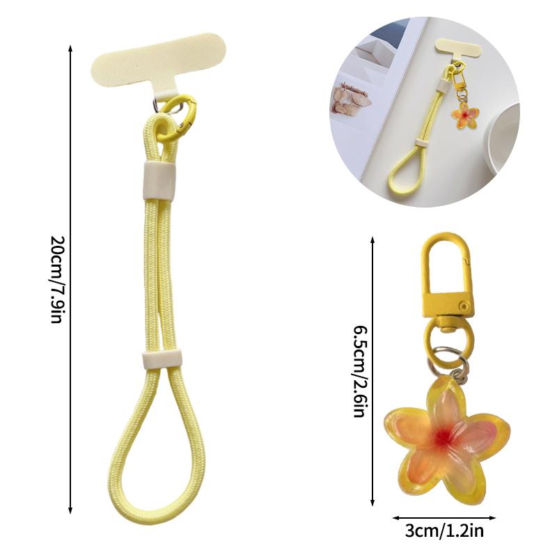Cell Phone Lanyard Keychain on The Phone Macaron Color Beads Pendant Mobile Phone Rope Flowers Keychains Accessorie