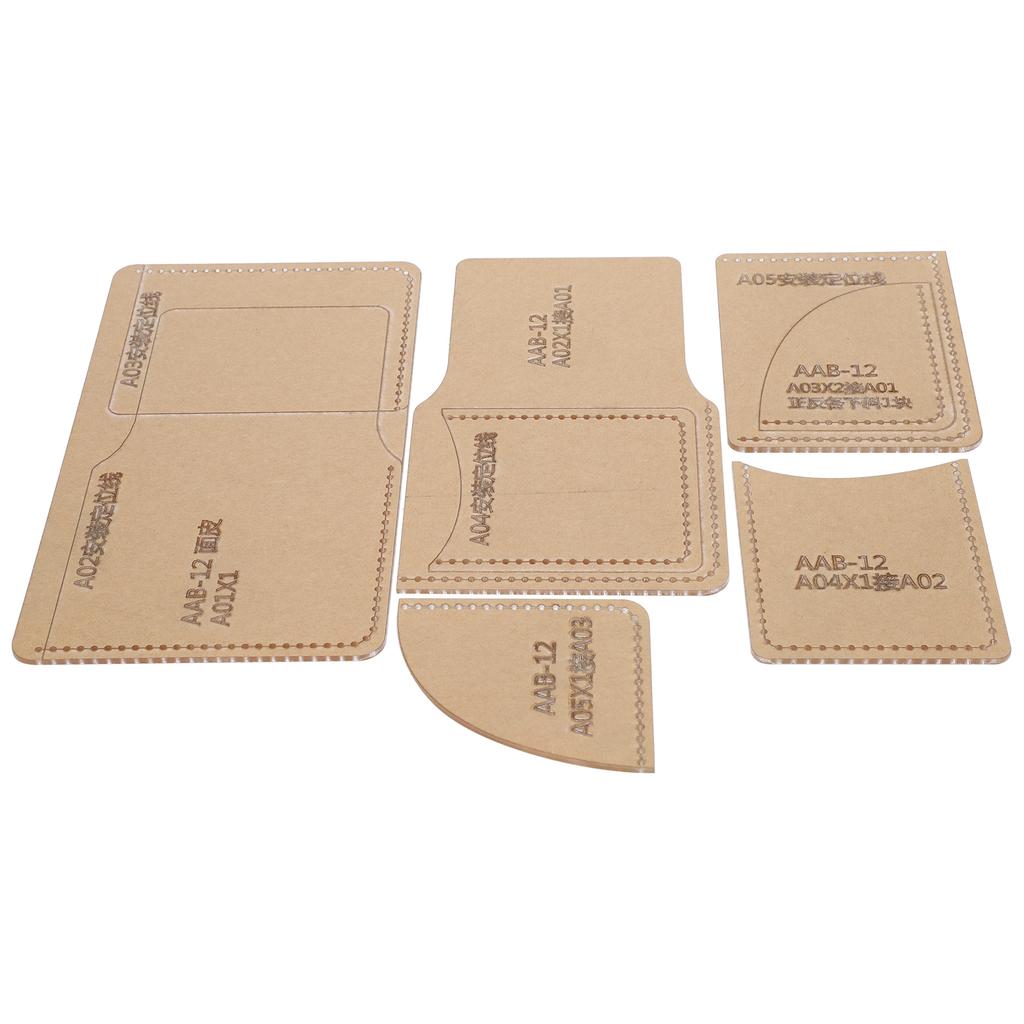 5Pcs Acrylic Template DIY HandMade Short Wallet Leather Pattern Mold Craft Tools