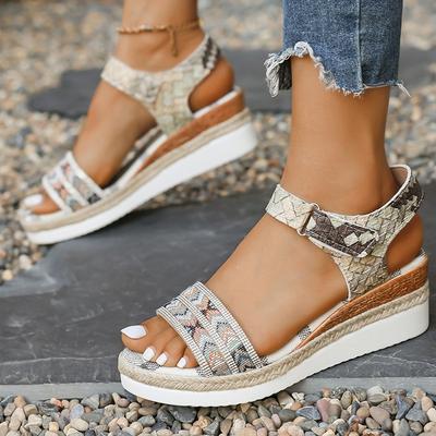 Модные модные сандалии-клинья в клетку для женщин Лето 2025 Легкие сандалии на платформе Женские на толстой подошве Нескользящие пляжные сандалии