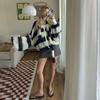 Women's Autumn and Winter Loose Striped Casual Cardigan Sweater