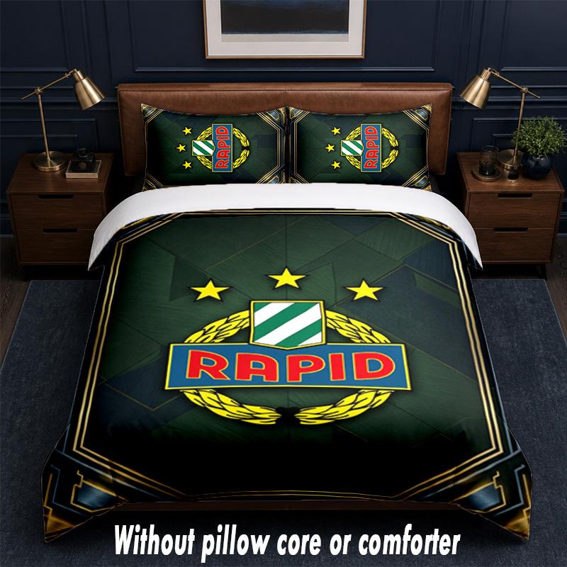Rapid Wien FC Design Bed Bedding Set 1 Duvet Cover + 2 Pillowcases Soft Breathable Household Bed Linens