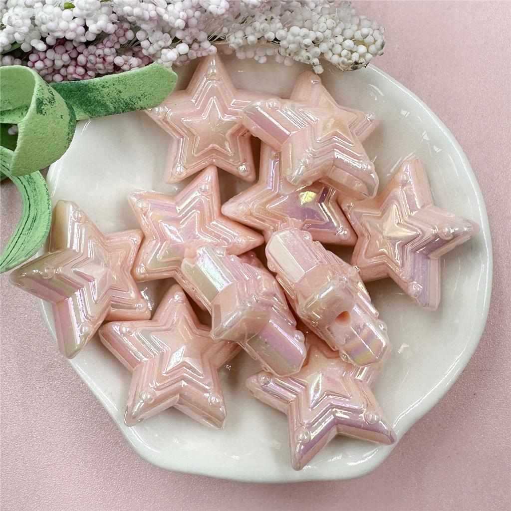 Высококачественная свободная бусина 22,8 мм, модная акриловая красочная пентаграмма, материал ручной работы, 10 шт., изготовление ювелирных изделий своими руками