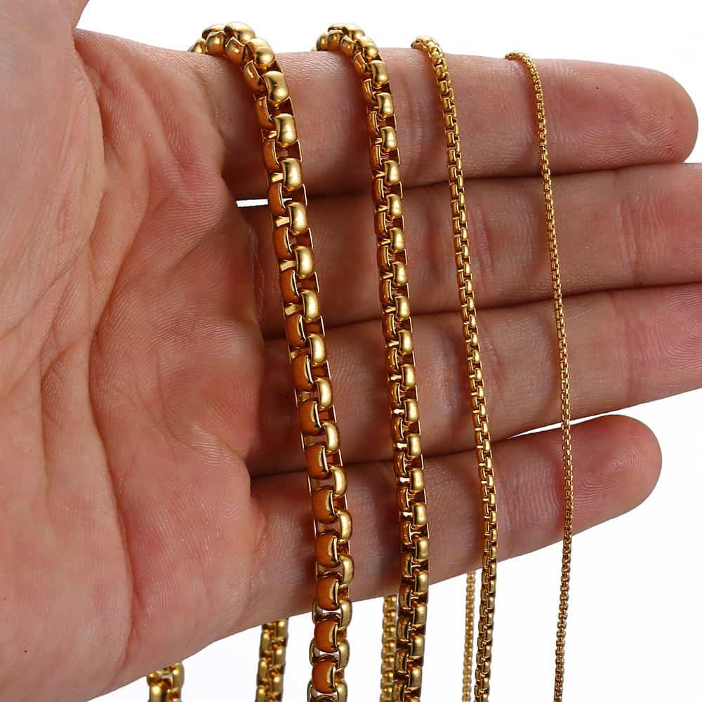 Простые 2-5 мм цепочки Rolo Box для женщин и мужчин, антиаллергенные ожерелья из нержавеющей стали, ювелирные изделия