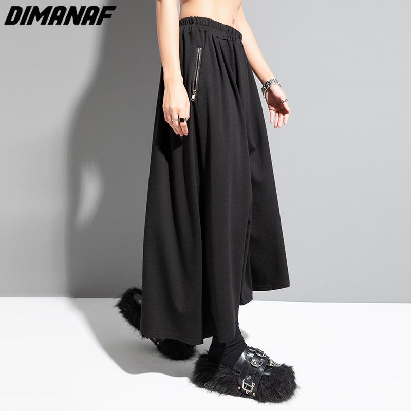 DIMANAF 2023 Летняя женская эластичная юбка Свободная повседневная женская базовая черная юбка