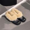 Women's Winter Loafers 2025 New Square Head Warm Female Winter Shoes Fur Large-Size Casual Leather Women Shoes