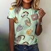 Women's T-shirt 3D Cat Print Clothing Summer Crew Neck Fashion Short Sleeves Elegant Casual Top Loose T-shirt Women's Clothing