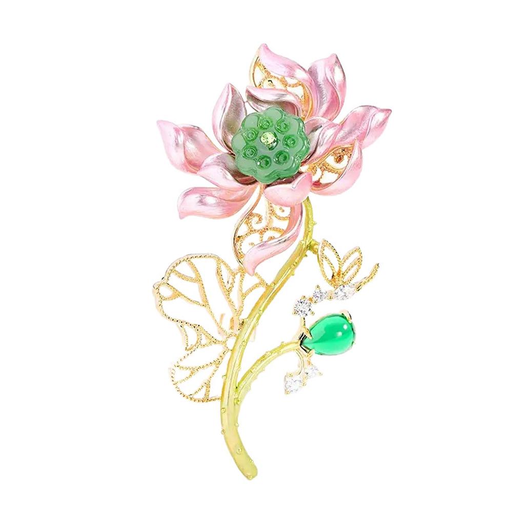 Elegant Lotus Brooch For Women Fashion Jewelry Gift Handcrafted Enamel Pin For Casual Or Formal Occasions