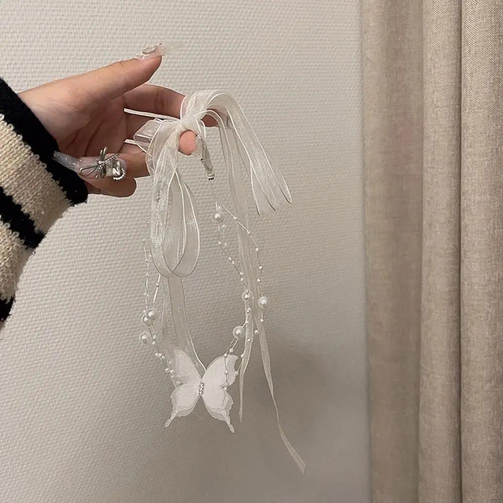 Elegant Butterfly Necklace Temperament Girl Ribbon Choker New Ribbon Butterfly Choker  Women