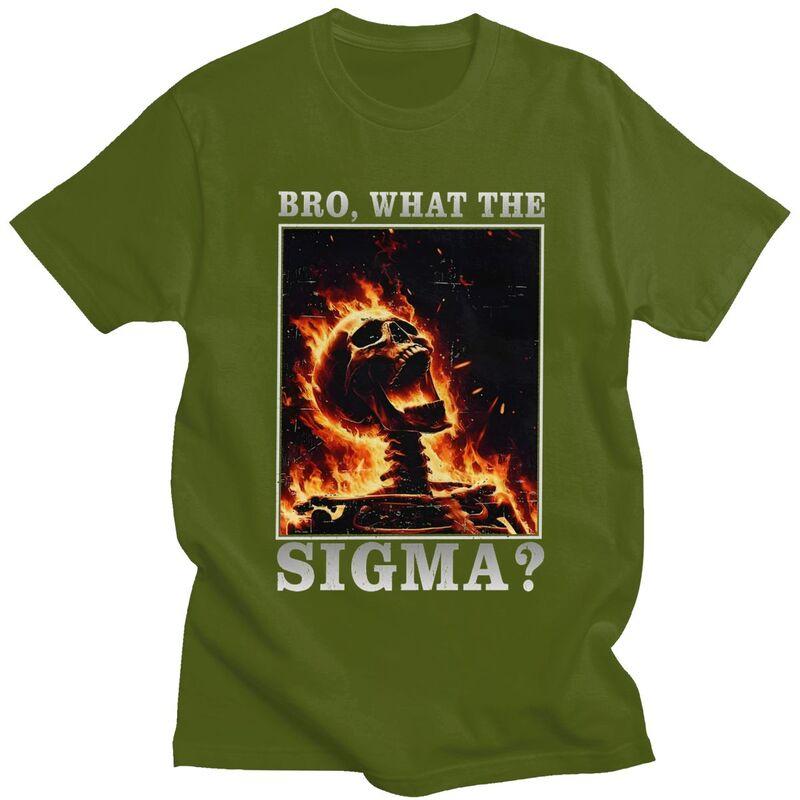 Мужская футболка с мемом "Custom Bro What The Sigma Funny Meme Saying" Футболка Модные футболки с коротким рукавом Футболки Облегающая одежда Подарок