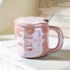 Pearl with Lid Spoon Ceramic Cup Creative Student Mug Office Girl Couple Water Cup Small Gift Cup Handle