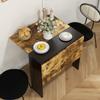 Folding Dining Table Kitchen Table with Drop-Leaf Wings for Small Space 103x76x73.5 cm Black and Rustic Brown